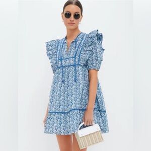 Tuckernuck Hyacinth House Blue Floral Ruffle Dress